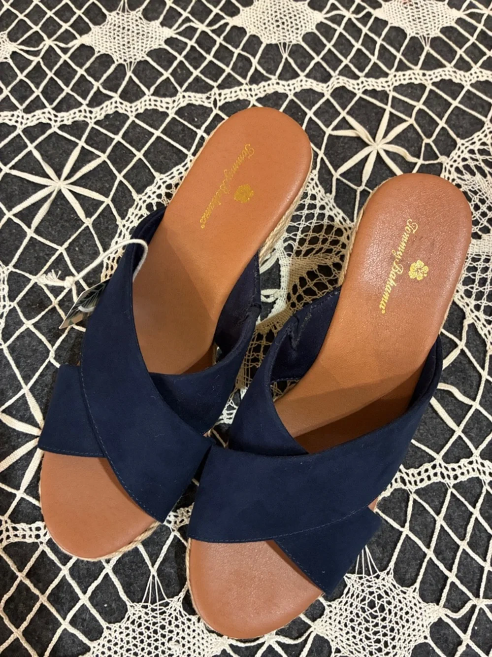 Tommy Bahama Stacey Navy Crisscross Slide Wedge Comfort Sandals. NWT 10 - Picture 5 of 8